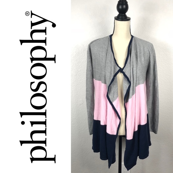 Philosophy Sweaters - Adorable Philosophy Tricolor Cardigan Small